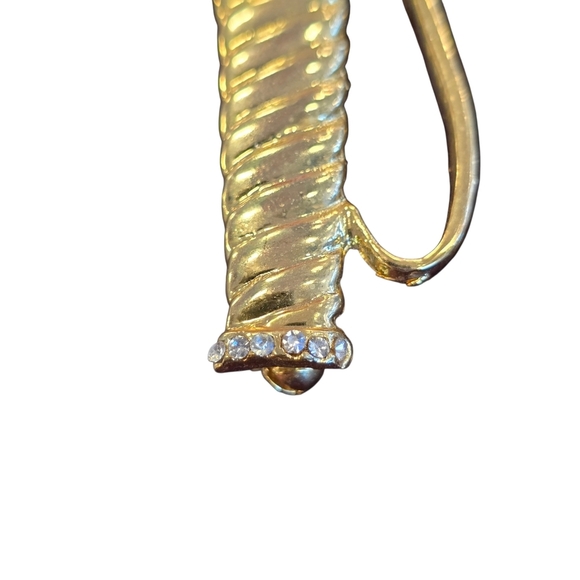 Vintage Gold Tone Golf Bag & Clubs Pin with Clear Rhinestones - Picture 3 of 4